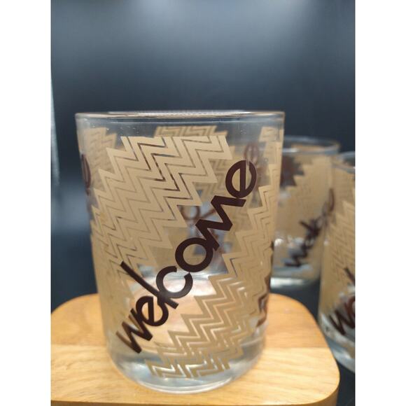 Vintage Cera "Welcome" Mid-Century Lowball Glasses – Set of 4 - Picture 6 of 7